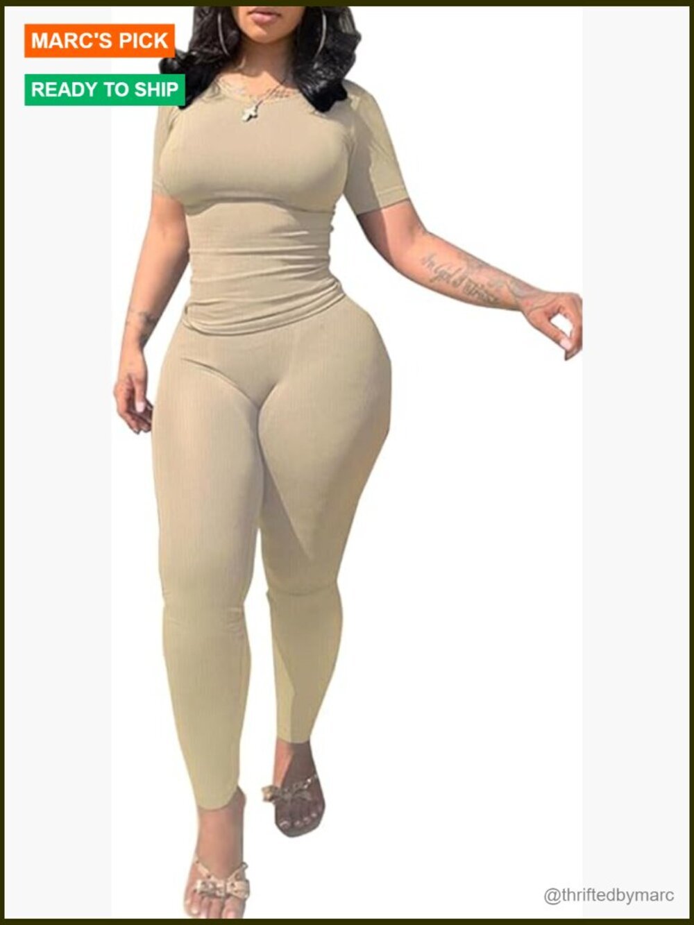 Women's Workout Set High Waist Shorts Crew Neck Top Stretch Fabric